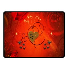 Golden Heart On Vintage Background Fleece Blanket (small) by FantasyWorld7