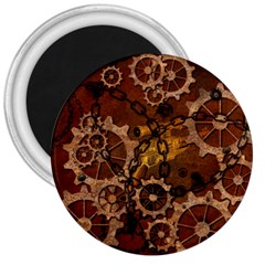 Steampunk Patter With Gears 3  Magnets by FantasyWorld7