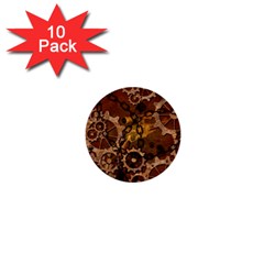 Steampunk Patter With Gears 1  Mini Buttons (10 Pack)  by FantasyWorld7