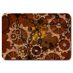 Steampunk Patter With Gears Large Doormat  by FantasyWorld7