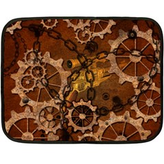 Steampunk Patter With Gears Fleece Blanket (mini) by FantasyWorld7