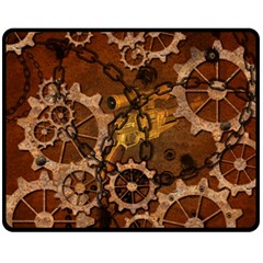 Steampunk Patter With Gears Fleece Blanket (medium)  by FantasyWorld7