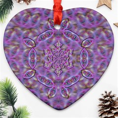 Skyscape In Rainbows And A Flower Star So Bright Ornament (heart) by pepitasart