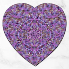 Skyscape In Rainbows And A Flower Star So Bright Jigsaw Puzzle (heart) by pepitasart