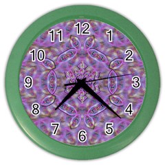 Skyscape In Rainbows And A Flower Star So Bright Color Wall Clock by pepitasart