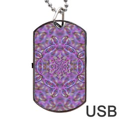 Skyscape In Rainbows And A Flower Star So Bright Dog Tag Usb Flash (one Side) by pepitasart