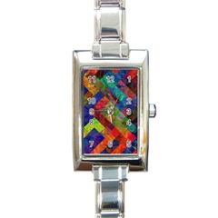 Abstract Colored Grunge Pattern Rectangle Italian Charm Watch by fashionpod