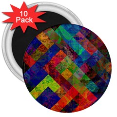 Abstract Colored Grunge Pattern 3  Magnets (10 Pack) 