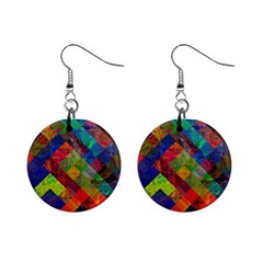 Abstract Colored Grunge Pattern Mini Button Earrings by fashionpod