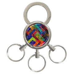 Abstract Colored Grunge Pattern 3-ring Key Chain