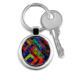 Abstract Colored Grunge Pattern Key Chain (round) by fashionpod