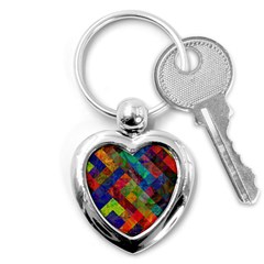 Abstract Colored Grunge Pattern Key Chain (heart) by fashionpod