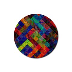 Abstract Colored Grunge Pattern Rubber Coaster (round)  by fashionpod