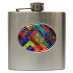 Abstract Colored Grunge Pattern Hip Flask (6 oz) Front