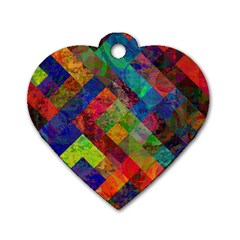 Abstract Colored Grunge Pattern Dog Tag Heart (one Side) by fashionpod