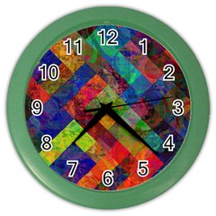 Abstract Colored Grunge Pattern Color Wall Clock by fashionpod