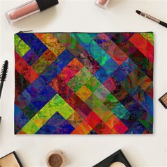 Abstract Colored Grunge Pattern Cosmetic Bag (xl) by fashionpod