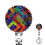 Abstract Colored Grunge Pattern Stainless Steel Nurses Watch Front