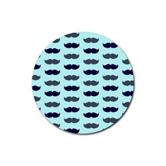 Beard Pattern Rubber Round Coaster (4 Pack)  by designsbymallika