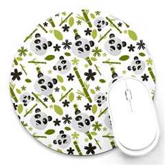 Panda Love Round Mousepads by designsbymallika