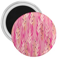 Pink Leaf Pattern 3  Magnets by designsbymallika