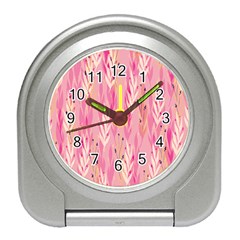 Pink Leaf Pattern Travel Alarm Clock