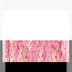 Pink Leaf Pattern Rectangular Jigsaw Puzzl