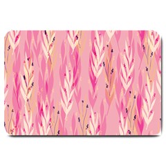 Pink Leaf Pattern Large Doormat  by designsbymallika