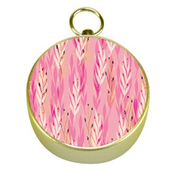 Pink Leaf Pattern Gold Compasses