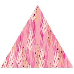 Pink Leaf Pattern Wooden Puzzle Triangle