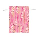 pink leaf pattern Lightweight Drawstring Pouch (M) Front