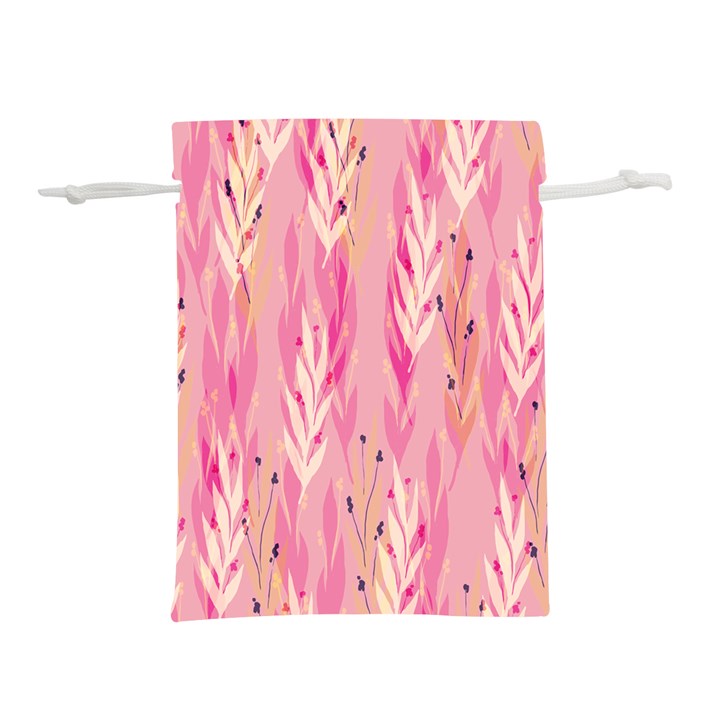 pink leaf pattern Lightweight Drawstring Pouch (M)