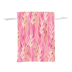 Pink Leaf Pattern Lightweight Drawstring Pouch (l)