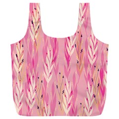 Pink Leaf Pattern Full Print Recycle Bag (xxl)