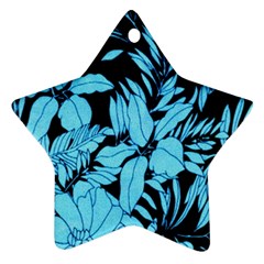 Blue Winter Tropical Floral Watercolor Ornament (star)