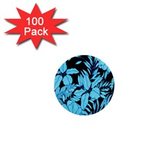 Blue Winter Tropical Floral Watercolor 1  Mini Buttons (100 Pack) 