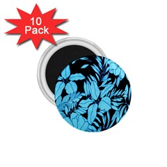 Blue Winter Tropical Floral Watercolor 1 75  Magnets (10 Pack) 