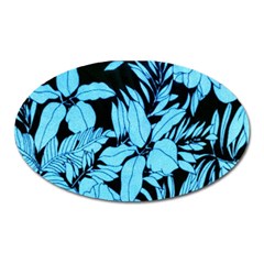 Blue Winter Tropical Floral Watercolor Oval Magnet