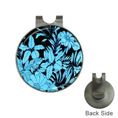 Blue Winter Tropical Floral Watercolor Hat Clips With Golf Markers