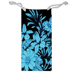 Blue Winter Tropical Floral Watercolor Jewelry Bag by dressshop