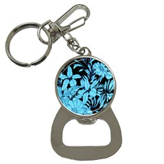 Blue Winter Tropical Floral Watercolor Bottle Opener Key Chain by dressshop