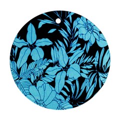 Blue Winter Tropical Floral Watercolor Round Ornament (two Sides)