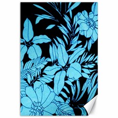 Blue Winter Tropical Floral Watercolor Canvas 12  X 18 