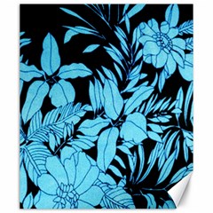 Blue Winter Tropical Floral Watercolor Canvas 20  X 24 