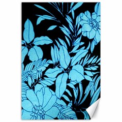 Blue Winter Tropical Floral Watercolor Canvas 24  X 36  by dressshop