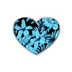 Blue Winter Tropical Floral Watercolor Heart Coaster (4 Pack)  by dressshop