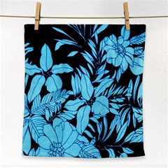 Blue Winter Tropical Floral Watercolor Face Towel