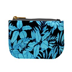 Blue Winter Tropical Floral Watercolor Mini Coin Purse