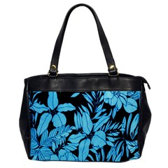 Blue Winter Tropical Floral Watercolor Oversize Office Handbag