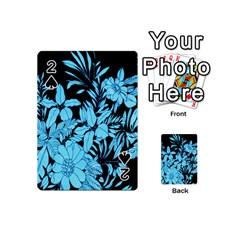 Blue Winter Tropical Floral Watercolor Playing Cards 54 Designs (mini)